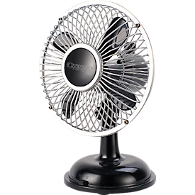 Ventilateur de table Retro Fan, 2 vitesses 2,5 W, connexion USB, inclinable et pivotant, L 195 x P 150 x H 130 mm, noir