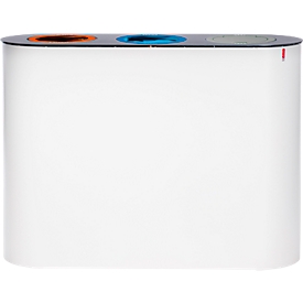 Vepa Bins afvalscheidingssysteem Lune Split - gegalvaniseerd staal - B 980 x D 300 x H 710 mm - 3 afvalstromen 38 l - wit/antraciet