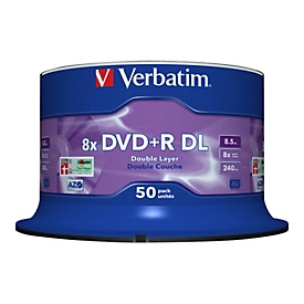 Verbatim - 50 x DVD+R DL - 8.5 GB (240 Min.) 8x - mattsilber - Spindel