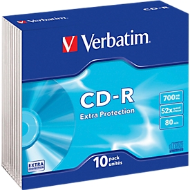 Verbatim® CD-R, up to 52 times, 700 MB/80 min, 10 slim cases