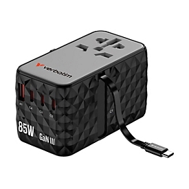 Verbatim Charge 'n' Travel - Netzteil - GaN III, universell - 85 Watt - 10 A - Power Delivery 3.0 + PPS, QC 4.0, Power Delivery 3.1, QC 4.0+ - 4 Ausgabeanschlussstellen (USB-C, USB)