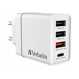 Verbatim CHR-30EU2 USB Ladegerät 30 W 3x USB-A 1x USB-C PD QC 3.0 PD 3.0