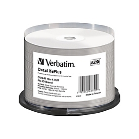 Verbatim DataLifePlus - 50 x DVD-R - 4.7 GB 16x - breite Thermodruckfläche - Spindel