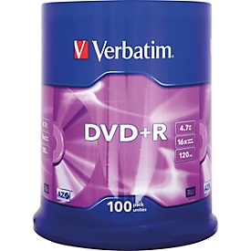 Verbatim® DVD+R, bis 16fach, 4,7 GB/120 min, 100er-Spindel