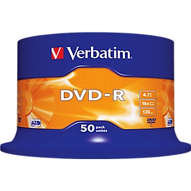 Verbatim® DVD-R, bis 16fach, 4,7 GB/120 min, 50er-Spindel