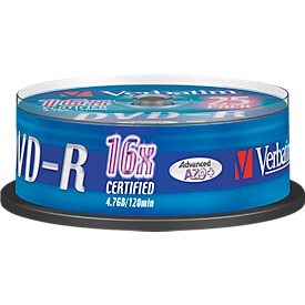 Verbatim® DVD-R, tot 16-voudig, 4,7 GB/120 min, spindel met 25 stuks