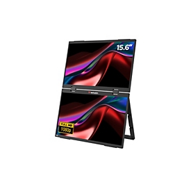 Verbatim IPS Dual-Monitor ESSENTIALS, tragbar, 2 x 15,6", 1920 x 1080 px Full HD, Mini HDMI/USB-C, schwarz