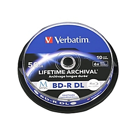 Verbatim M-Disc - 10 x BD-R DL - 50 GB 6x - mit Tintenstrahldrucker bedruckbare Oberfläche - Spindel