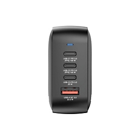 Verbatim Netzteil - GaN - 100 Watt - 5 A - PD 3.0, PD/PPS, QC 4.0 - 4 Ausgabeanschlussstellen (3 x USB-C, USB)