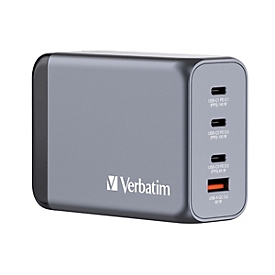 Verbatim Netzteil - GaN - 240 Watt - 5 A - Power Delivery 3.1, QC 3.0, PD 3.0, PD/PPS - 4 Ausgabeanschlussstellen (3 x USB-C, USB Typ A)