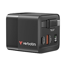 Verbatim Netzteil - GaN - 65 Watt - 3.25 A - PD 3.0, QC 3.0 (2 x USB-C, USB)