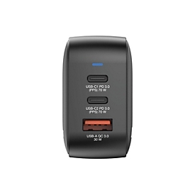 Verbatim Netzteil - GaN - 70 watt - 5 A - PD 3.0, PD/PPS, QC 4.0 - 3 Ausgabeanschlussstellen (2 x USB-C, USB)