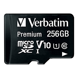 Verbatim Premium - Flash-Speicherkarte (SD-Adapter inbegriffen) - 256 GB - UHS Class 1 / Class10 - microSDXC UHS-I