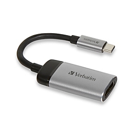 Verbatim USB-C auf HDMI Adapter, 4K-Auflösung, 2 Anschlüsse, USB-C/HDMI, schwarz/grau