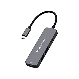 Verbatim USB-C Multiport Hub Essentials, 4 Anschlüsse, USB-C/USB-A/HDMI, schwarz/silber