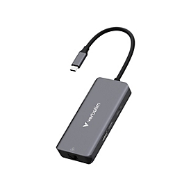 Verbatim USB-C Multiport Hub Essentials, 6 Anschlüsse, USB-C/USB-A/HDMI/RJ45, grau
