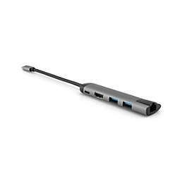 Verbatim USB-C™ Multiport-hub, USB-C, 3x USB 3.0, HDMI, Gigabit Ethernet, kabellengte 15 cm