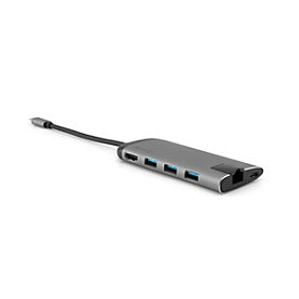 Verbatim USB-C™ Multiport-Hub, USB-C, 3x USB 3.0, HDMI, Gigabit Ethernet, SD/microSD, Kabellänge 15 cm