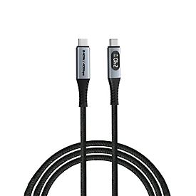 Verbatim USB-C-zu-USB-C USB4-Kabel Sync & Charge, 240 W, 40 Gbit/s, mit Leistungsanzeige, Länge 1,2 m, schwarz