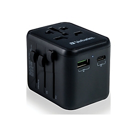 Verbatim UTA-02 - Netzteil - 20 Watt - 3 A - QC 3.0 - 3 Ausgabeanschlussstellen (USB, BS 1362, USB-C)