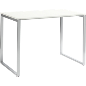 Vergader-statafel Squart, B 1600 x D 900 x H 1120 mm, wit/aluminium 