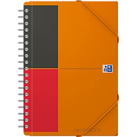 Vergaderboek Oxford International, DIN B5, wit gelijnd, 80 vel, spiraal gebonden, Optik papier, oranje/rood/zwart