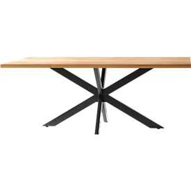 Vergadertafel FRED, rechthoek, X-poot frame, B 2000 x H 750 x D 900 mm, massief wild eiken/zwart