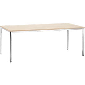 Vergadertafel, tot 6 personen, rechthoekig, 4-poots vierkante buis, B 2000 x D 800 x H 720 mm, ahorn/chroomzilver
