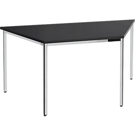 Vergadertafel, trapezium 1600 x 800 mm, zwart