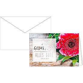 Verjaardagskaart gelukwenskaart Gefeliciteerd, met bloemenmotief, set van 10