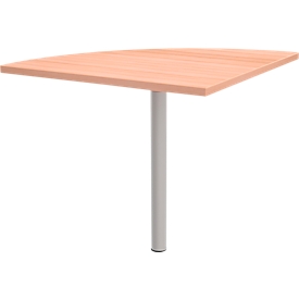 Verkettungsplatte 90° BARI, Stützfuß, 1/4 Kreis, B 800 x T 800 x H 620-820 mm, Buche-Dekor
