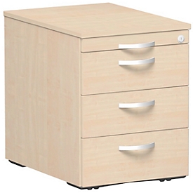 Verrijdbaar ladeblok ALICANTE, 3 schuifladen, B 430 x D 600 x H 566 mm, esdoornpatroon