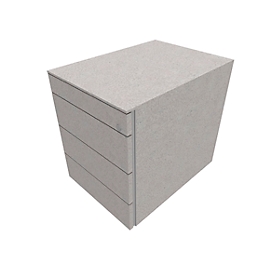 Verrijdbaar ladeblok SOLUS PLAY, 1+3 schuifladen, zonder handgreep, B 430 x D 600 x H 562 mm, ceramic grey