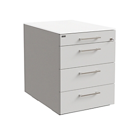 Verrijdbaar ladeblok SOLUS PLAY, 1 + 3 schuifladen, zonder handgreep, B 430 x D 600 x H 562 mm, wit