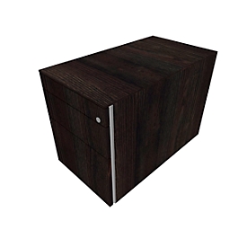 Verrijdbaar ladeblok SOLUS PLAY, 1 materiaallade, 1 schuiflade, 1 hangmappenlade, zonder handgreep, moeraseik