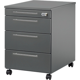 Verrijdbaar ladeblok Start Off 1233 - 4 laden - B 432 x D 580 x D 580 x H 595 mm – grafiet – ons merk Schäfer Shop Select