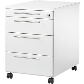 Verrijdbaar ladeblok Start Off 1233 - 4 laden - B 432 x D 580 x D 580 x H 595 mm – wit – ons merk Schäfer Shop Select