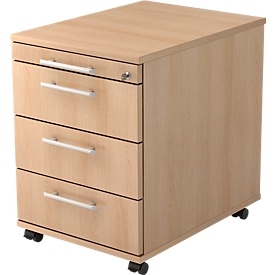 Verrijdbaar ladeblok ULM, met 3 schuifladen 1 materiaallade,  B 428 x D 553 x H 590 mm, eikenpatroon