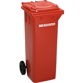 Verrijdbare afvalbak GMT eXtra, volume 120 l, EN 840-1, voorbereid voor friteshouder, met trekgreep, polyetheen, B 505 x D 555 x H 1105 mm, rood