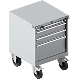 Verrijdbare gereedschapskast WSK 27-27, 4 laden, tot 75 kg, H 770 mm, individuele vergrendeling, staal, wit-aluminium/wit-aluminium