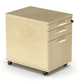 Verrijdbare lade BEXXSTAR, 1 afsluitbare lade voor keukengerei, 1 lade &amp; 1 HR-lade, B 430 x D 600 x H 600 mm, ahorn decor