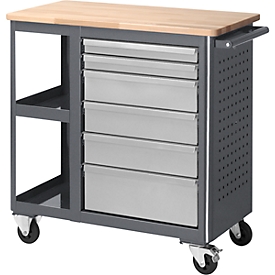 Verrijdbare werkbank 960, B 675 x D 450 x H 950 mm, bovenzijde: beuken
