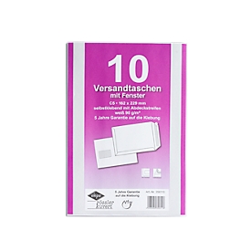 Versandtaschen, DIN C5, mit Fenster, haftklebend, 10 Stück