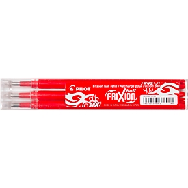 Vervangende vullingen PILOT, voor rollerball FRIXION, 0,4 mm lijndikte, uitwisbaar, 3 stuks, rood