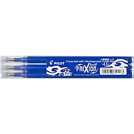 Vervangingsvullingen PILOT, voor FriXion-rollerpennen, lijndikte 0,4 mm, uitwisbaar, 3 stuks, blauw
