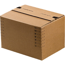Verzenddozen, automatische bodem & hersluitbaar klepdeksel, tot 20 kg, binnenafmetingen L 175 x B 105 x H 75 mm, golfkarton, bruin, 50 stuks