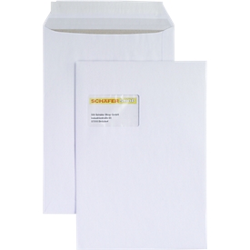 Verzendenvelop, C4, kartonnen achterkant en kleefsluiting, met venster, wit, 125 st.