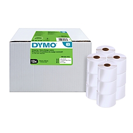 Verzendetiketten Dymo® S0722420, 54 x 101 mm, voor internetzegels, permanente kleefstof, papier, wit, 12 rollen met elk 220 stuks