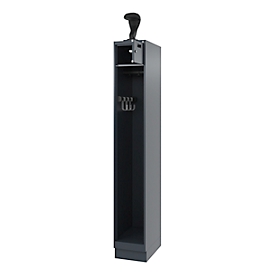 Vestiaire de pompiers C+P Evolo, modèle PRAKTUS, 1 compartiment, H 1950 x L 300 x P 500 mm, socle, gris anthracite RAL 7016