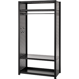 Vestiaire ORDO Flex - rayonnage emboîtable - acier - modulaire - l. 1060 x P 535 x H 2000 mm - charge admissible 1200 kg - noir profond RAL 9005